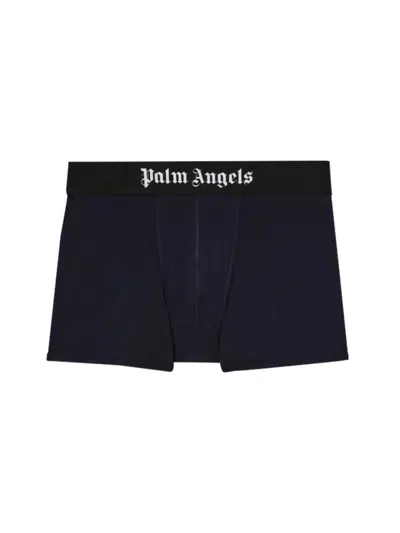 Palm Angels Two-pack Of Cotton Boxer Shorts With Branded Elastic Band In Black