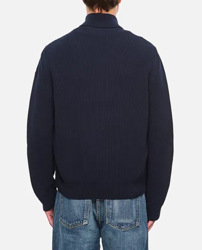 Moncler Padded Cotton Zip-up Cardigan In Night Sky