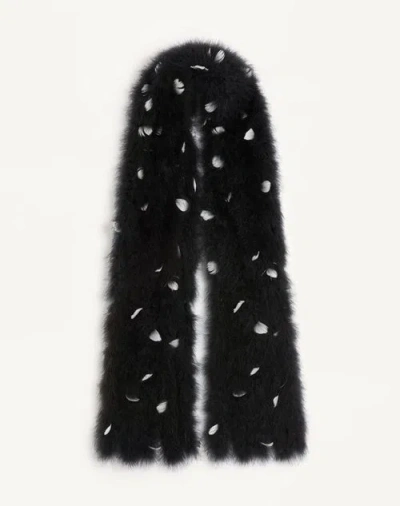 Valentino Feather-embellished Scarf In Black/white