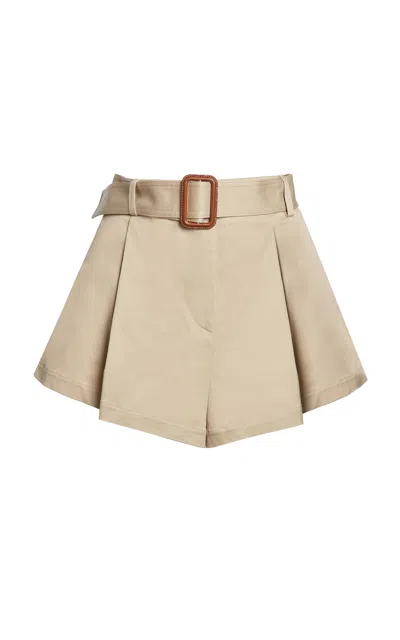 Francoise Ruby Cotton Gabardine Shorts In Khaki