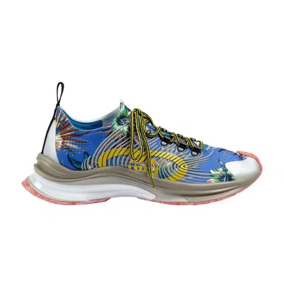 Pre-owned Gucci Run Sneaker 'marble And Floral' In Blue
