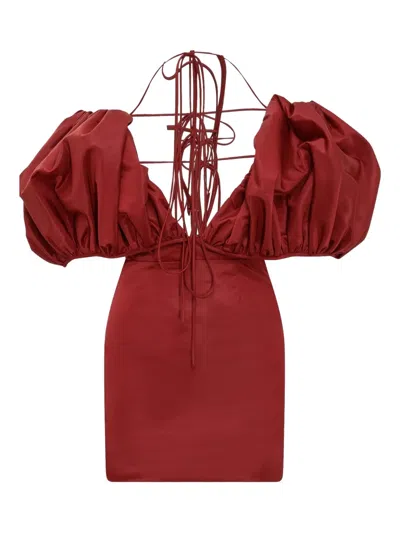 泡泡袖中长连衣裙