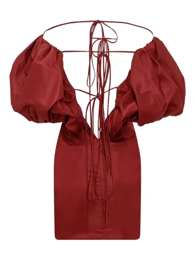 泡泡袖中长连衣裙