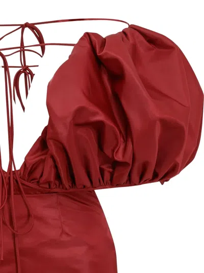 泡泡袖中长连衣裙