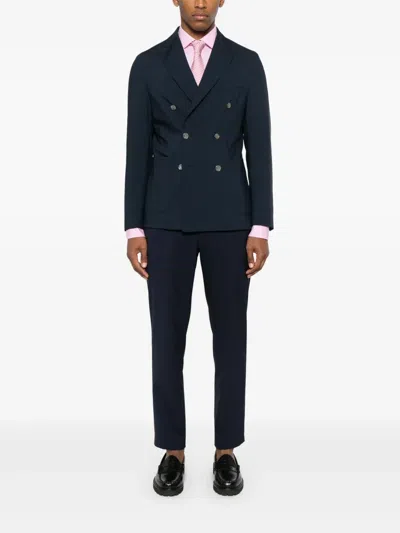 Hugo Boss Double-breasted Blazer In Blue