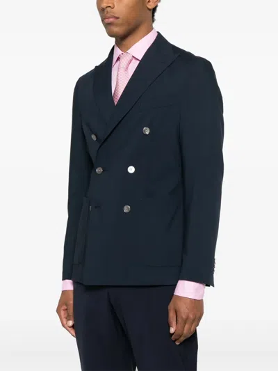 Hugo Boss Double-breasted Blazer In Blue