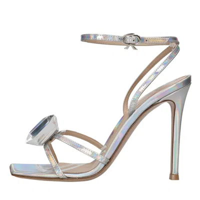 Gianvito Rossi Jaipur Sandals With Square Head And High Heels In Argento Metallici E Grigi