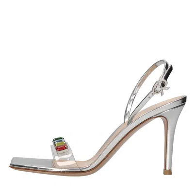 Gianvito Rossi 115mm Crystal-adorned Metallic Sandals In Grey