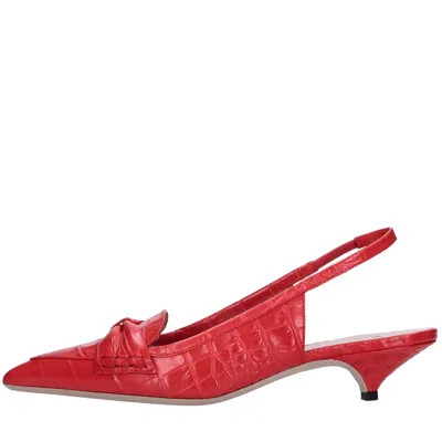 N°21 30mm Bow Slingback Pumps In Rosso Vivaci