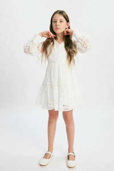 Bardot Junior Kids' Girls Venice Floral Lace Dress In Ivory
