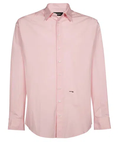 Dsquared2 Pointed Collar Long Sleeves Rounded Hem In Pink