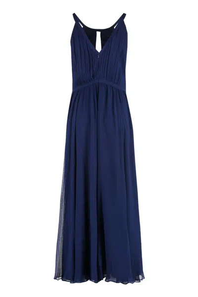 Polo Ralph Lauren Midi Viscose Dress In Blue