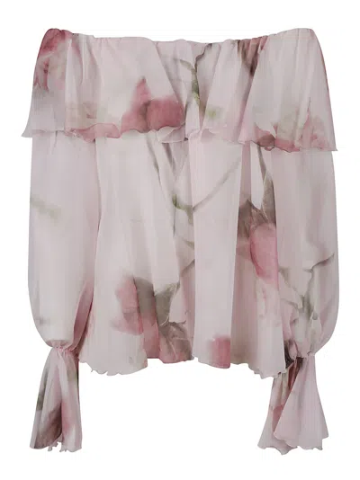 Blumarine Printed Silk Blouse In Multicolor