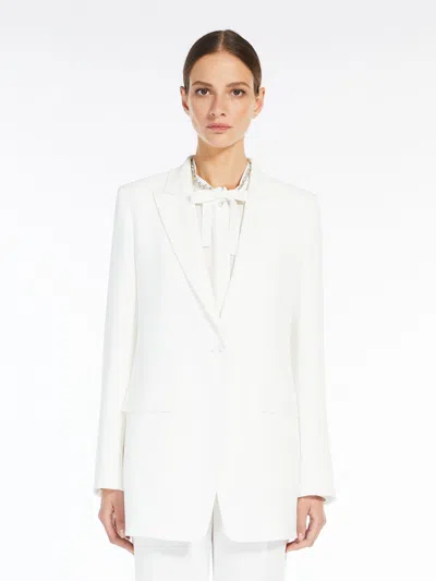 Max Mara Double-breasted Wool Suit Jacket In White
