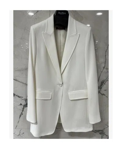 Max Mara Double-breasted Wool Suit Jacket In White