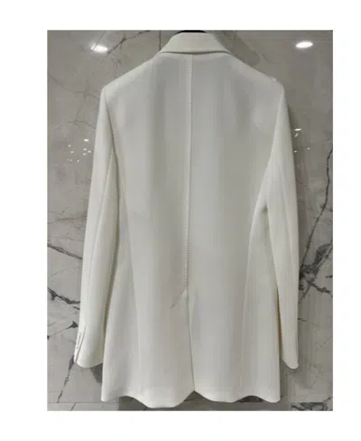 Max Mara Double-breasted Wool Suit Jacket In White