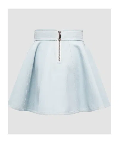 Moncler Flared Denim Mini Skirt In Blue
