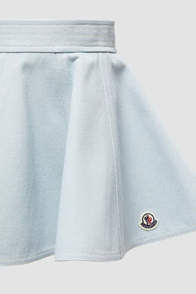 Moncler Flared Denim Mini Skirt In Blue