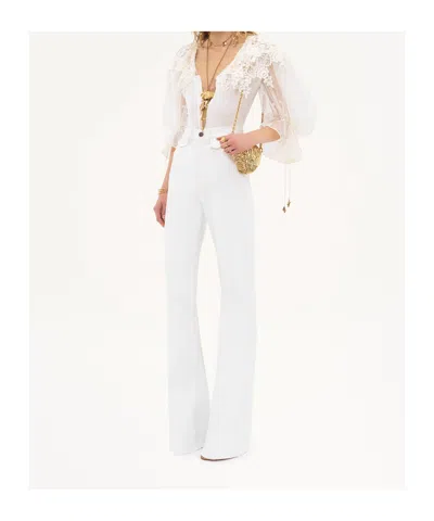 Chloé Ivory Flared Denim Trousers In White