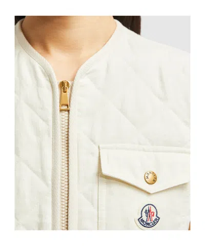 Moncler Vigny Diamond Quilted Linen Vest In Nude