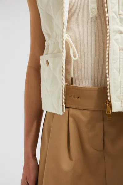 Moncler Vigny Diamond Quilted Linen Vest In Nude