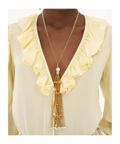 Chloé V-neck Ruffle Top In Silk Habotai In Nude