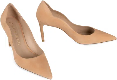 Stuart Weitzman Pointed Toe Stiletto Heel Pumps In Beige
