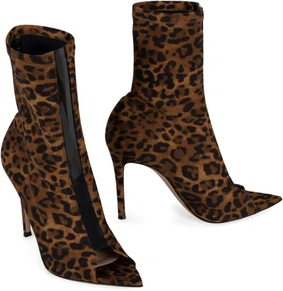 Gianvito Rossi Leather Ankle Boots In Animal Print