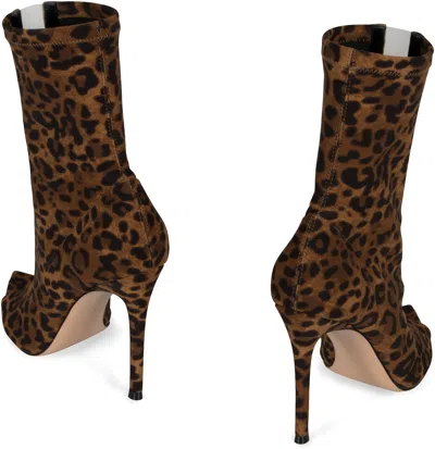 Gianvito Rossi Leather Ankle Boots In Animal Print