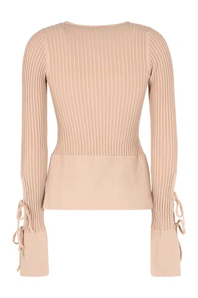 Andreädamo Andreâdamo Knitted Cardigan With Adjustable Front Closure In Brown