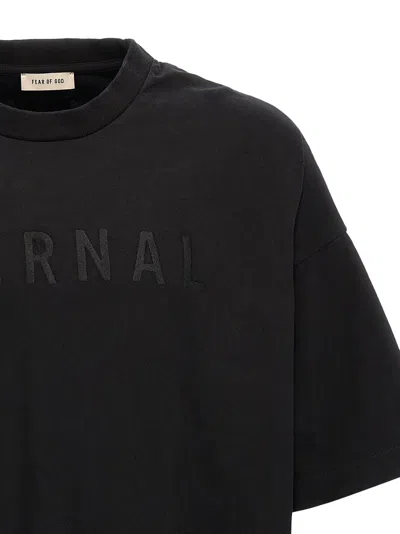 Fear Of God 'eternal' Black Crewneck T-shirt With Tonal Embroidery On The Front And Logo Patch On The Rear