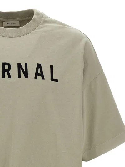 Fear Of God Grey T-shirt With Eternal Print On The Front And Logo Patch On The Back In Gray
