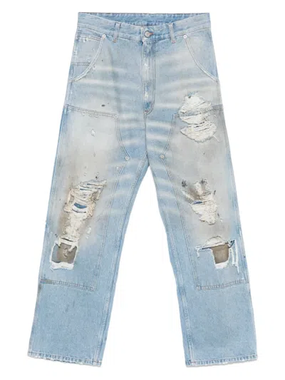 Mm6 Maison Margiela Medium Blue Denim Distressed Jeans