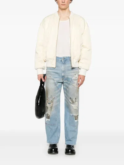 Mm6 Maison Margiela Medium Blue Denim Distressed Jeans