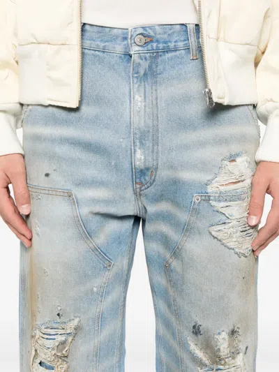 Mm6 Maison Margiela Medium Blue Denim Distressed Jeans
