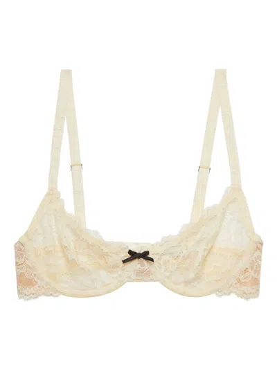 Fleur Du Mal Floral-embroidered Balconette Bra In Neutrals