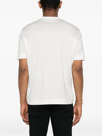 Emporio Armani White Logo Embroidery T-shirt In White