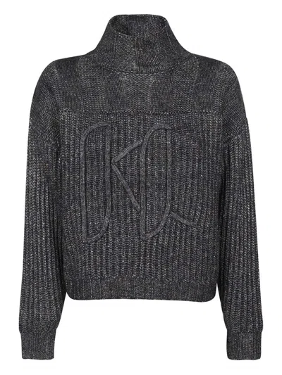 Karl Lagerfeld Kl Monogram Soutache Sweater In Grey