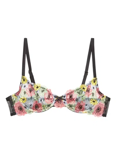 Fleur Du Mal Azalea Embroidered Underwire Bra In Black