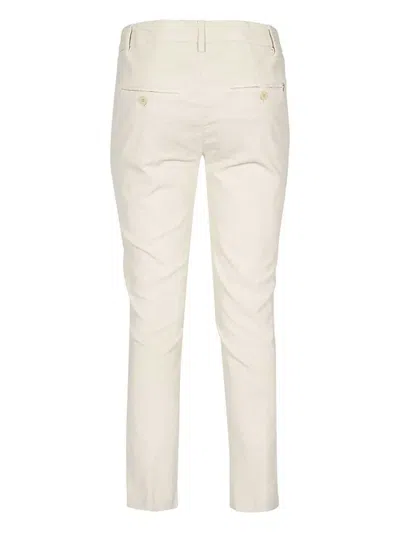 Dondup Perfect Slim Fit Cotton Gabardine Trousers In Neutral
