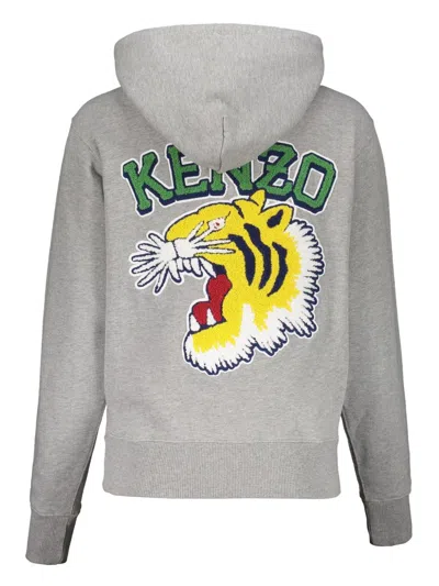 Kenzo Cotton Hoodie In Grey