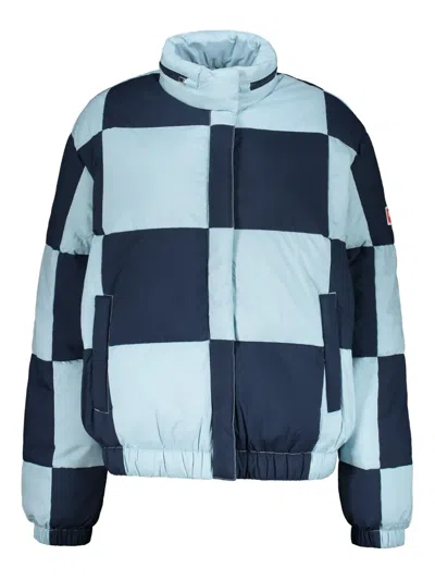Kenzo Checkerboard-print Puffer Jacket In Sky Blue