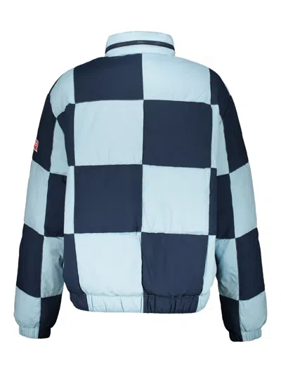 Kenzo Checkerboard-print Puffer Jacket In Sky Blue