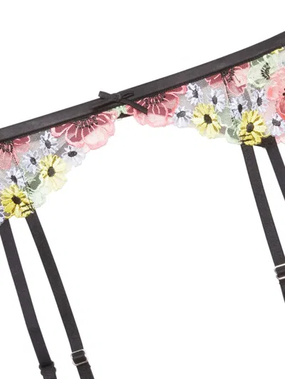 Fleur Du Mal Azalea Embroidery Garter Belt In Black