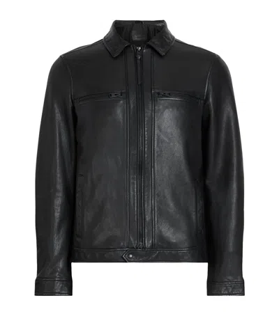 Allsaints Nellcot Zip Up Leather Jacket In Black