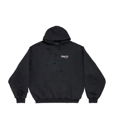 Balenciaga Distressed Political Campaign Hoodie In Black