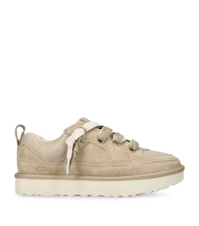 Ugg Lo Lowmel Beige Sneakers With Mesh Inserts And Logo On The Side In Suede Woman In Neutral