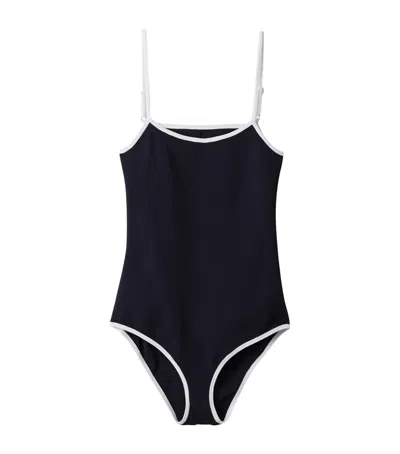 Miu Miu Dark Blue Stretch Nylon Swimsuit In Black