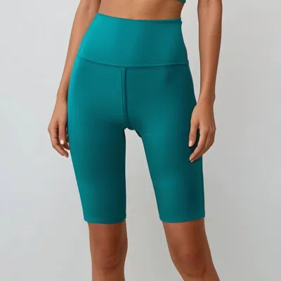 Calypsa Tummy Control Long Bike Swim Shorts In Green