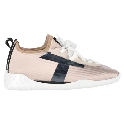 Tod's Quilted Lace-up Sneakers In Blush Pink Leather In Pink